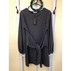 Cotton Long Sleeve Knitted Bodycon Tie Dress NWT